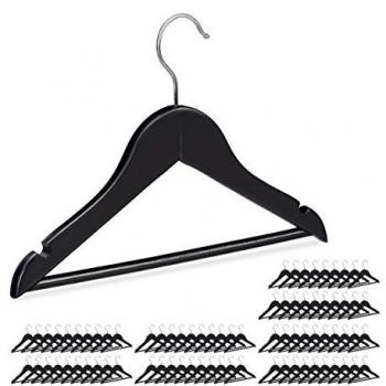 Set de 40 Perchas Infantiles de Madera con Gancho Giratorio, para Niños y Niñas, Color Negro