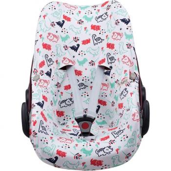 Funda para Silla de Coche Jyoko Maxi Cosi Pebble y Bébé Confort de Algodón Estampado Dino Party