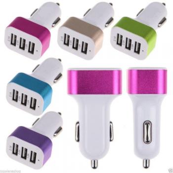 Cargador Universal para Coche con 3 Puertos USB (2.1A, 2A, 1A)