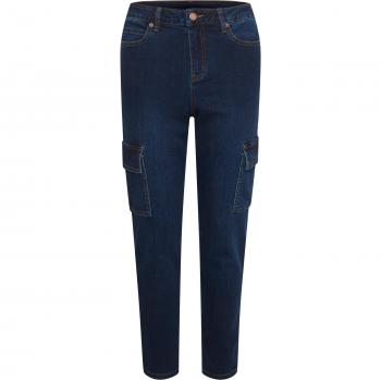 Kaffe Slim-fit Cargo Jeans with High Waist and Side Pockets, Blue, Size: XL