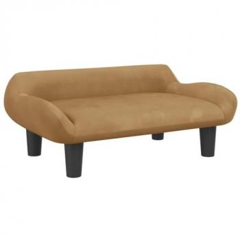 Cama para perros de terciopelo marrón 70x40x24 cm