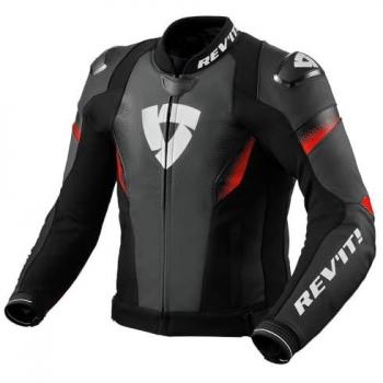 Guantes de Moto REV'IT! Control Negro-Rojo Neón, Chaqueta de cuero de moto perforada REV'IT! Control - Negro Rojo (46)