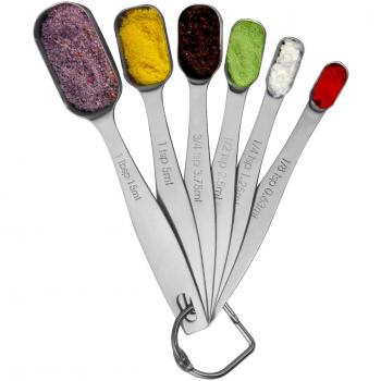 SAVORLIVING Cucharas Medidoras de Acero Inoxidable Cucharas de Medición con Reglas para Medición en Seco y Ingredientes Líquidos Rectángulo, Stainless Steel Measuring Spoons Set Rectangular 6 PCS