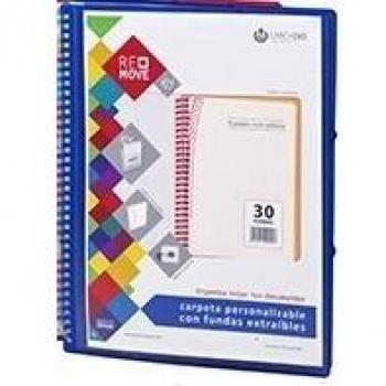 Carchivo - Carpeta Remove personalizable de 30 fundas extraíbles, color azul
