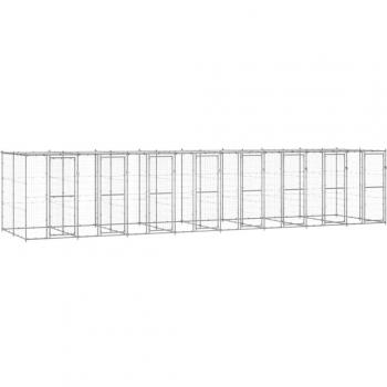 vidaXL Outdoor Dog Kennel Galvanised Steel with Roof 19.36 m²