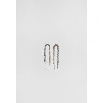 Grey Oval Rhinestone Cascading Earrings