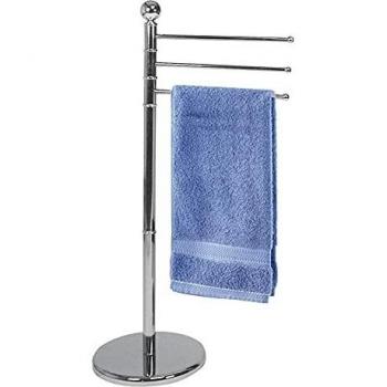 WENKO Toallero pie Exclusiv cromo - perchero, brazos flexibles, Acero, 48.5 x 90 x 28.5 cm, Cromo