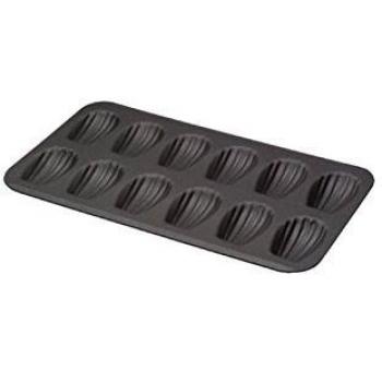 Gobel 395 x 200 mm Antiadherente Lata Madeleine Hoja/Bandeja, Bordes enrollados con Sello 12 Moldes