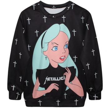 Ninimour Sudaderas con impresión de mangas largas de primavera y otoño Digital Print Sweatshirt para Mujer