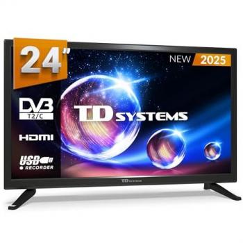 Televisor LED 24 Pulgadas TD Systems Prime24M20H con USB Grabador, Reproductor y Sintonizador DVB-T2/C, no Smart TV, 3 años de garantía
