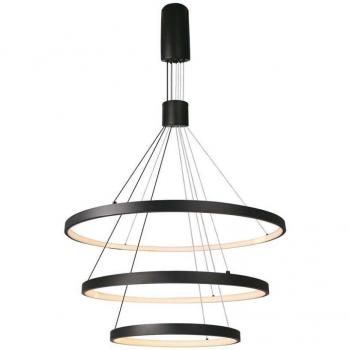 Lámpara Colgante LED Dimmerable de Metal Negro con 3 Círculos, 46W, 40x60x80x150cm, Luz Cálida 3000K