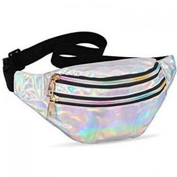 LIVACASA Riñoneras Mujeres Running Impermeables Riñoneras Deportivas de Marcha Running Bolsa de Cintura Bandorela Brillante para Correr Cicismo Paseo Unisex Plata