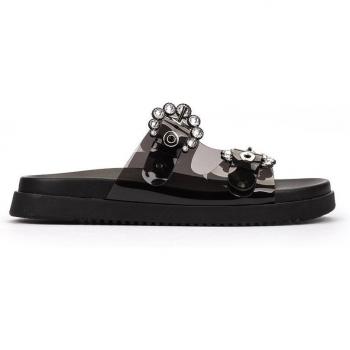 Sandalias planas de vinilo modelo PORI en tonos negros