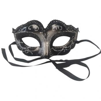 Antifaz Carnaval negro y plateado