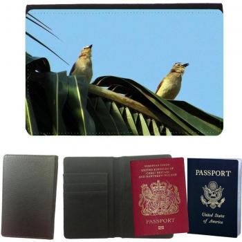 Couverture de passeport // M00135447 Gris-Breasted Zorzal Riendo // Universal passport leather cover