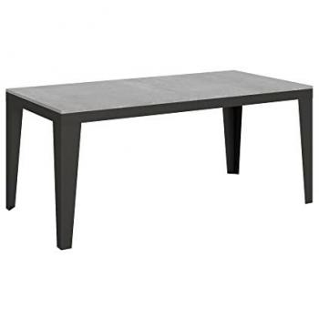 Mesa extensible Flame Evolution 90x180/440 cm, color cemento, estructura antracita