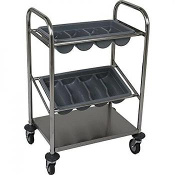 SARO Ines Cubiertos Carro, Metal, Plata, 40 x 63 x 98 cm