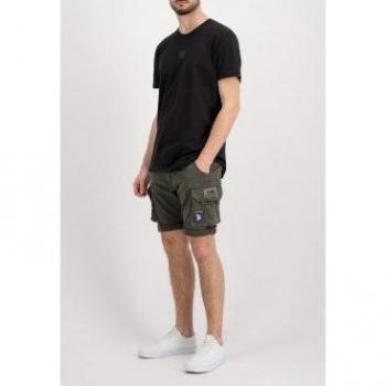 Alpha Industries Men's Crew Patch Cargo Shorts, Grey/Black, Size 32