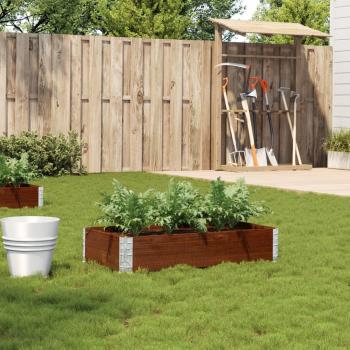 Jardinera de madera maciza de pino 100x50 cm en color marrón, negro y gris