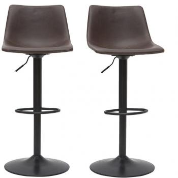 Taburete de bar vintage regulable PU marrón oscuro 61cm lote de 2 NEW ROCK