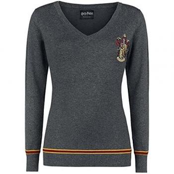 HARRY POTTER Gryffindor Mujer Jersey de Punto Gris/Melé XXL, 71% Viscosa, 29% Poliamida, Regular