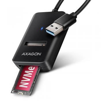 Adaptador Axagon ADM2-AM USB-A 10Gbps - M.2 NVMe y SATA SSD, cable USB-A de 10cm, Caja externa para unidad de estado sólido (SSD) Negro