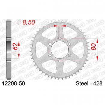 Corona de acero AFAM 428 - 50 dientes para Yamaha TW 125 / XT 125 / 350 / TY 125