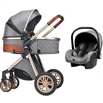 Sillas de paseo Cochecito de bebé 3 en 1 Triciclo Baby Walker Cochecito de alto paisaje Cochecitos plegables Carrito de bebé para bebé 0-36 meses