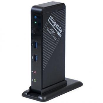 Estación de acoplamiento Plugable USB-C con suministro de energía: salida de monitor externo y 60 W de carga para MacBook con pantalla Retina de 12 pulgadas 2015 / 2016, Chromebook Pixel 2015, Dell XPS de 13 pulgadas 2016 y otros
