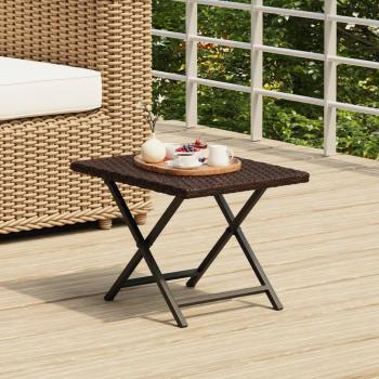 vidaXL Folding Table - Brown, 45x35x32 cm, Poly Rattan