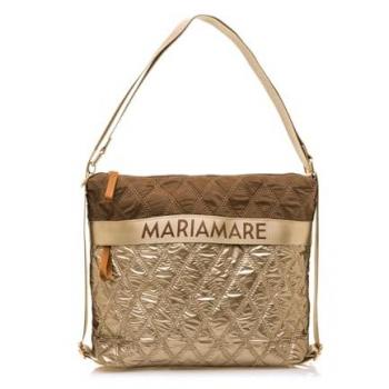 Bolso de hombro acolchado metalizado para mujer Torie de Mariamare, cierre con cremallera, color marrón