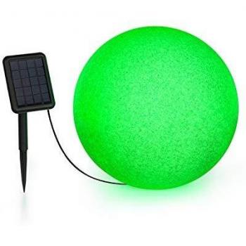 blumfeldt Shinestone Solar - Lámpara para Exteriores, Bola Luminosa, 40 cm, Autosuficiente, Panel Solar, Iluminación LED, 16 Colores, 4 Modos de luz, Protección IP68, Mando a Distancia, Gris