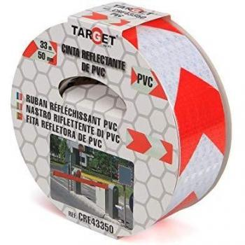 TARGET CRE43350 - Cinta Reflectante - Roja y Blanca 33 Metros x 50 Milímetros - Flechas - Adhesiva - Advertencia - Señalización - Marcaje - Peligro - Seguridad