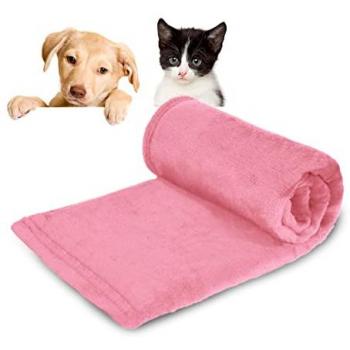 Manta de Terciopelo Suave y Resistente para Perros, Gatos y Mascotas - 75x100cm (Rosa)