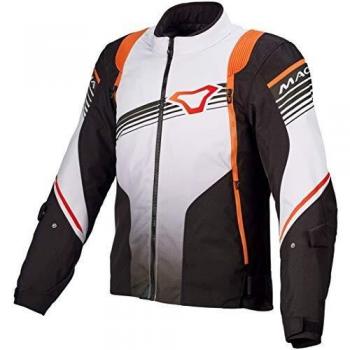 Macna Charger - Chaqueta textil para moto, color negro, blanco y naranja, talla M