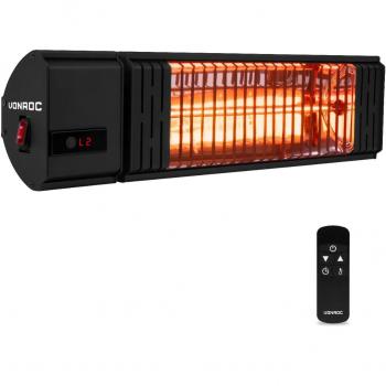 Calefactor Volsini 2000W - Profesional - Incluye mando a distancia, temporizador, ajustes de calor y pantalla LCD - Negro