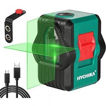 Nivel Láser Verde 45M, HYCHIKA USB Carga, Láser Autonivelante, IP54 en Exteriores, 2 Láser Módulo Línea Cruzado Vertical/Horizontal, Bolsa para Transporte, Soporte Magnético, 360°Rotante