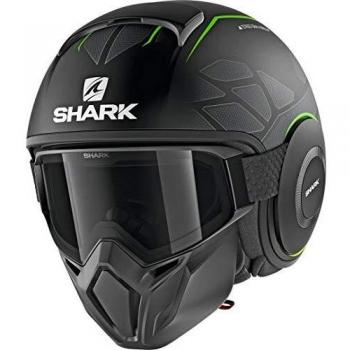 Shark Casco Jet Drak Street Hurok negro antracita verde KGK talla S
