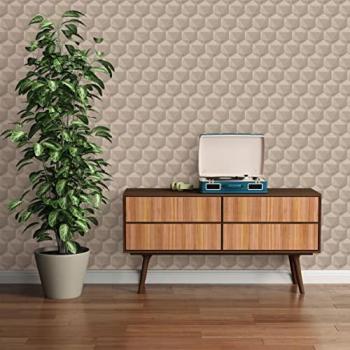 Papel pintado Vliestapete Nara 3D Geométrico, Beige, Mate, 10.05 x 0.53 m