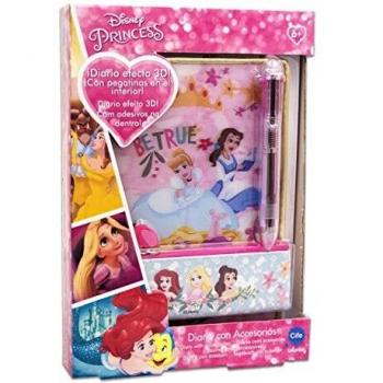 Disney Princesas Diario con Accesorios, Efecto 3D