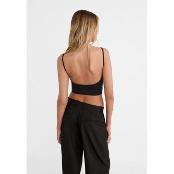 Stradivarius Black Open Back Strappy Polyamide Top S