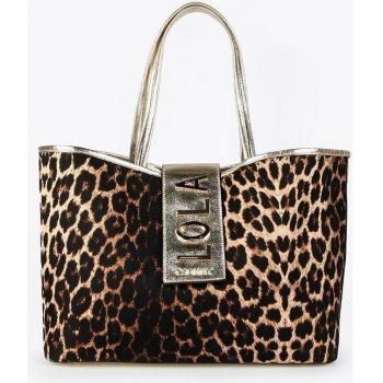Bolso de hombre estilo shopper con cierre de botón imantado - animal print