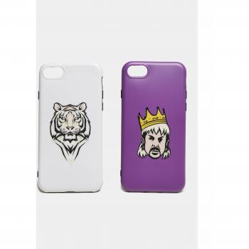 Funda para iPhone 6/7/8 'Big Cats' - Amarillo, Lila, Negro y Blanco