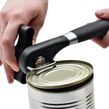 Abrelatas de seguridad, Jayboson Abrelatas profesional, Acero Inoxidable, Abrelatas de corte lateral, Borde liso ergonómico, Mango de agarre Suave, Abrelatas Manual