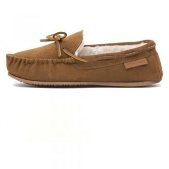 Hush Puppies Allie Women's Suede Slippers with Faux Fur Lining and Memory Foam - Tan, Size UK 4