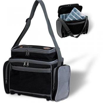 Zebco Pro Staff Allround Carryall, bolsa de transporte, 2 bolsillos, incluye accesorios de 2 cajas, correa, cremallera, 100% poliéster