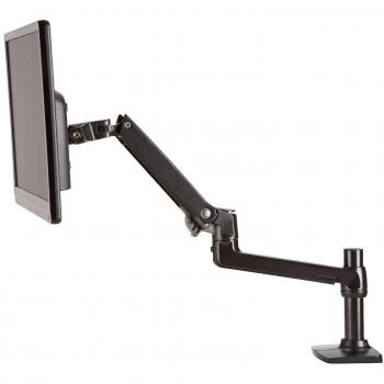 Amazon Basics - Soporte para una pantalla con brazo de montaje con altura ajustable, rotación de 360º, inclinación de pantalla ajustable y organizador de cables