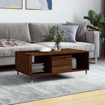 Mesa de centro madera contrachapada 90x50x36,5 cm Blanco y Negro brillante Meuble Salón o Comedor o Auxiliar