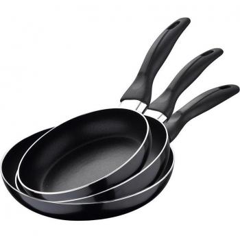 San Ignacio Navy Black Set de 3 Sartenes de Aluminio Prensado Apto para Inducción, Tamaños 16/20/24 cm