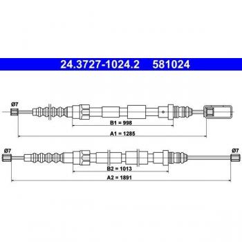 Cable de freno de mano ATE 24.3727-1024.2